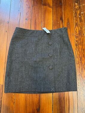 LOFT Charcoal Gray Button-Front Mini Skirt